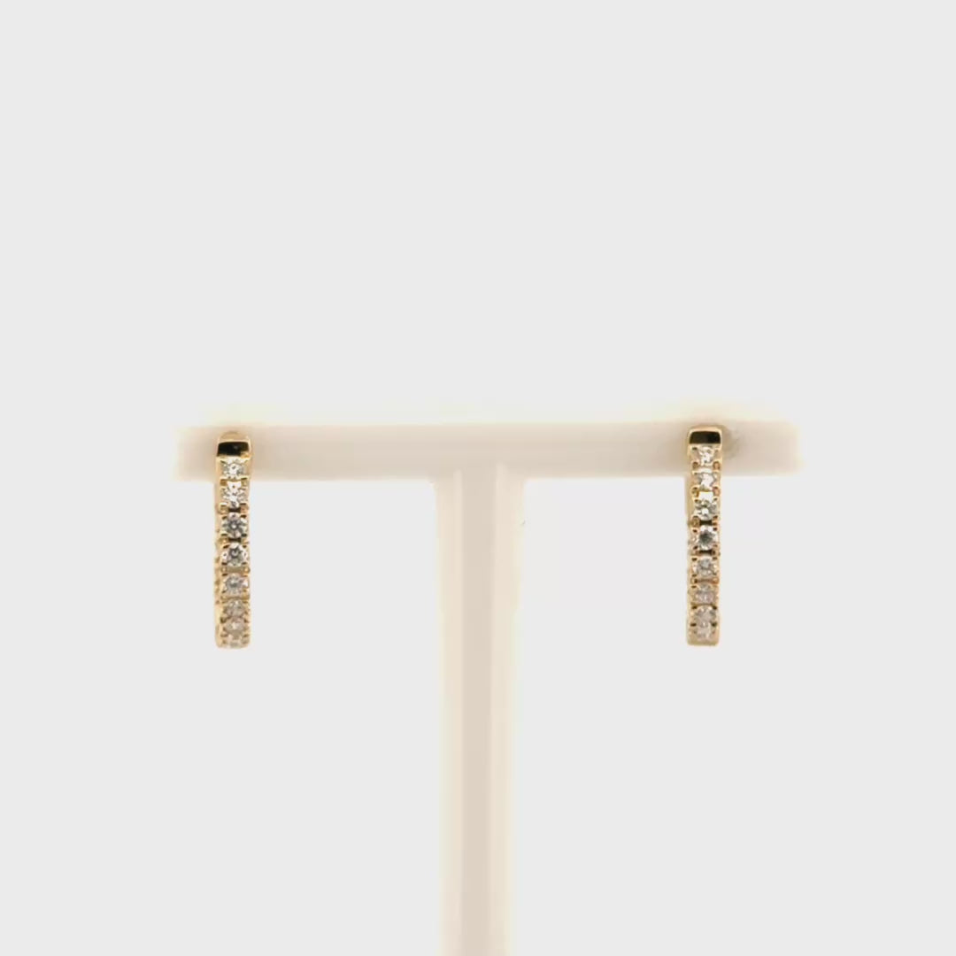.25cttw. Natural Diamond Huggies in 14K Yellow Gold