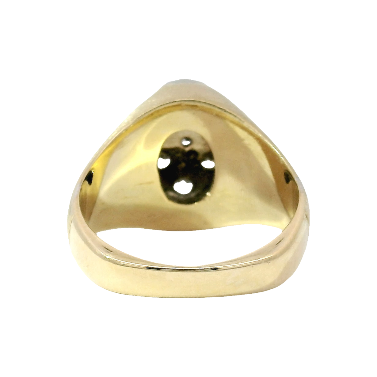 1cttw. Natural Diamond Men's Ring in 14K Yellow Gold Brushed & Polished Finish on Euro Shank