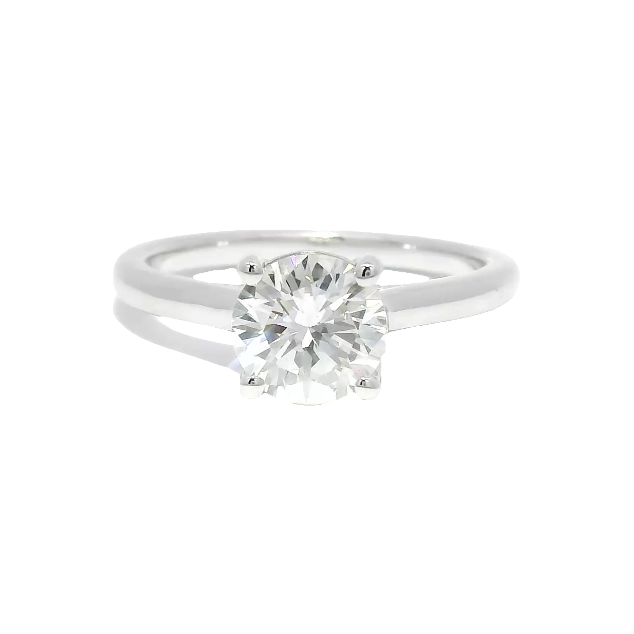 1.25ct Natural Round Diamond in 14K White Gold Cathedral Mounting