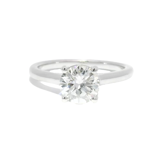 1.25ct Natural Round Diamond in 14K White Gold Cathedral Mounting
