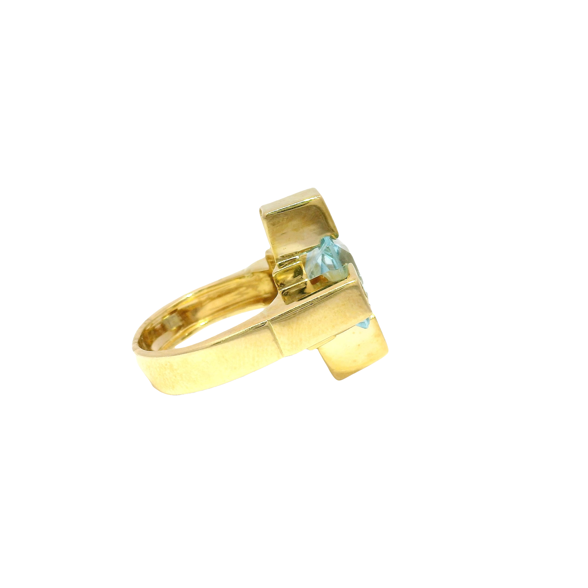 Topaz & Amethyst Cross Design Ring in 14K Yellow Gold Sz 6
