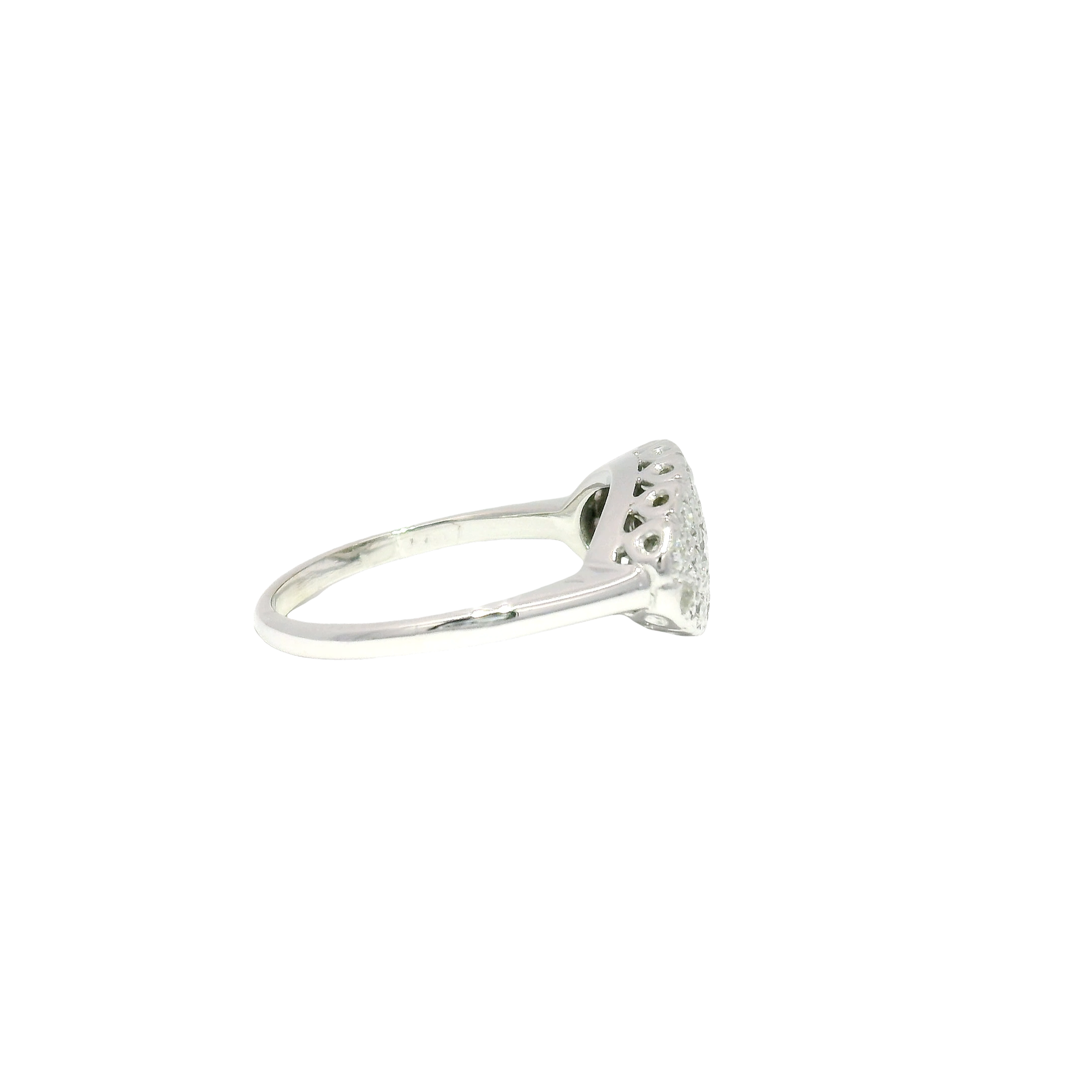 Vintage Style Natural Diamond Ring in 14K White Gold Sz 7
