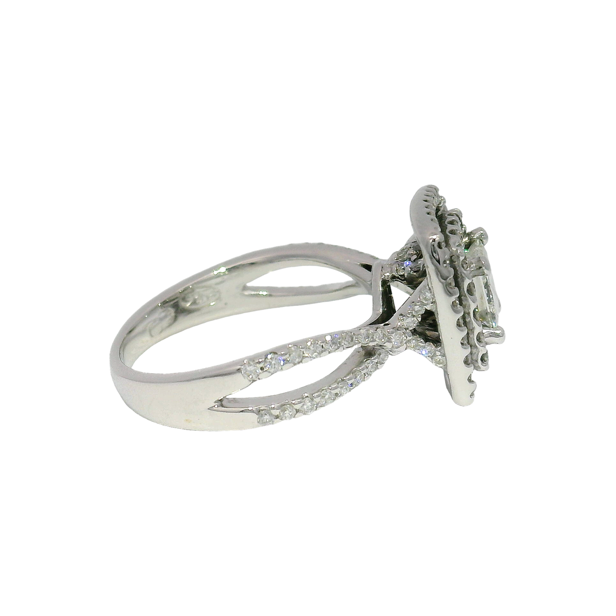 1cttw. Natural Engagement Ring with Princess Cut Center Set in 18 White Gold Sz 6