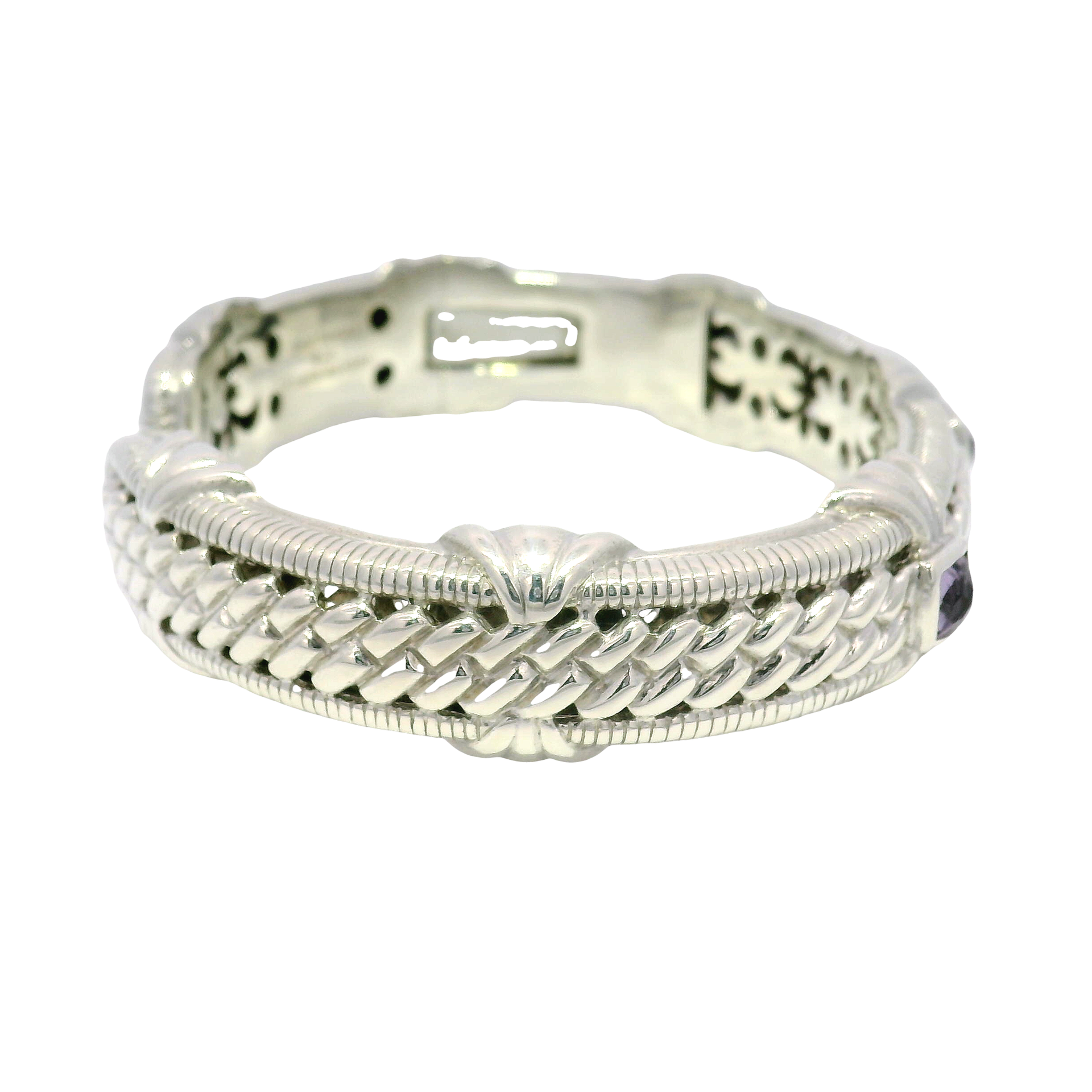 Judith Ripka 925 Sterling Silver & Amethyst Boho Heavy Cuff