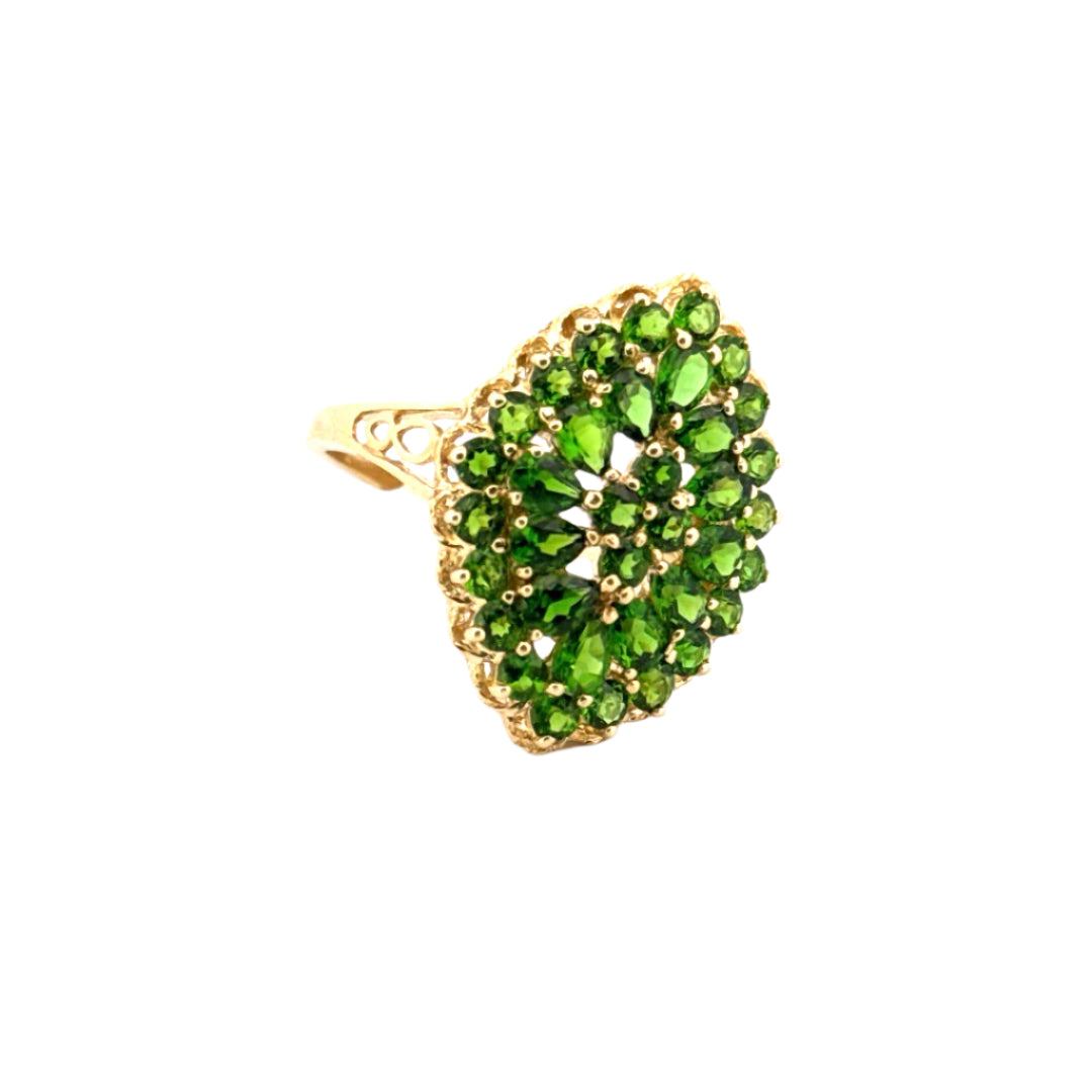 4.44cttw. Green Tsavorite Ring Set in 14K Yellow Gold