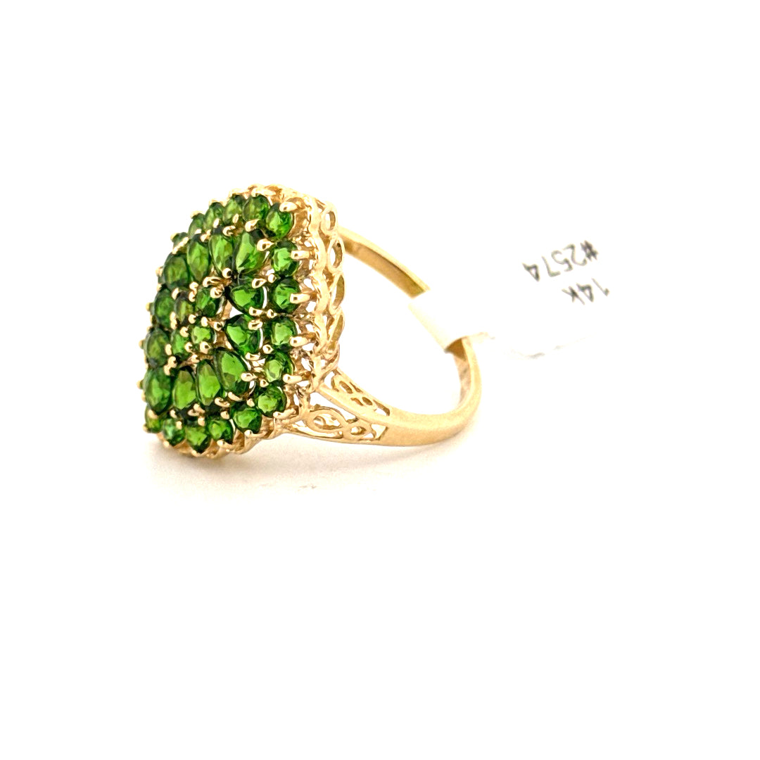 4.44cttw. Green Tsavorite Ring Set in 14K Yellow Gold