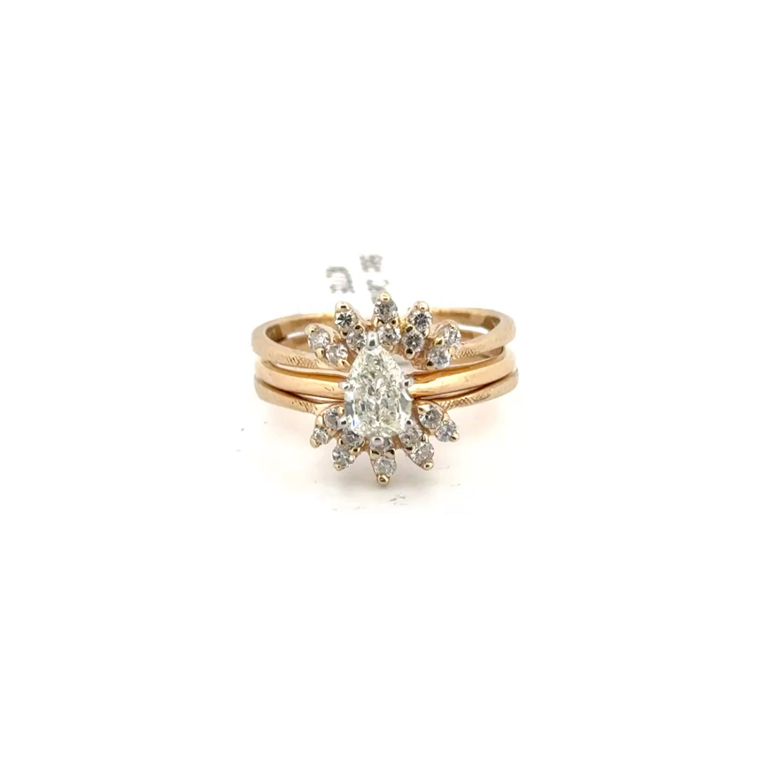 Pear Shaped Diamond Ring With Matching Guard