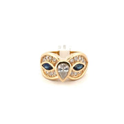 Pear Shape Diamond Estate Ring With Sapphire Accents