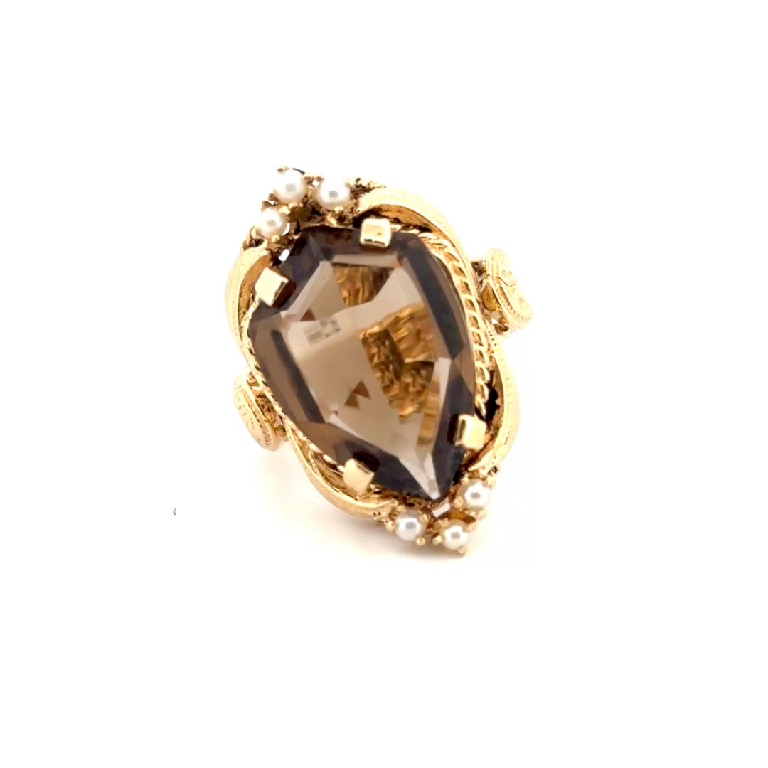 9.54ct. Smoky Quartz Ring Set in 14K Yellow Gold