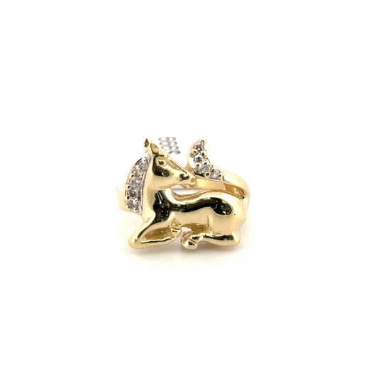 Yellow Gold & Diamond Custom Horse Ring