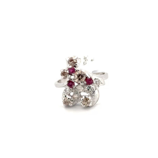 14K White Gold Ruby & Diamond Ring