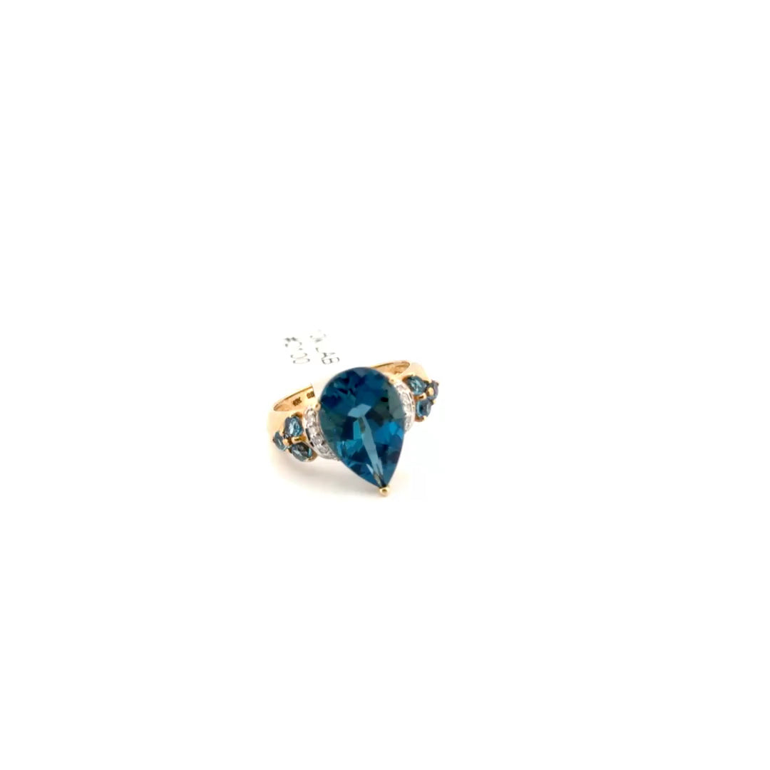 10K Blue Lab Created Gemstone Ring