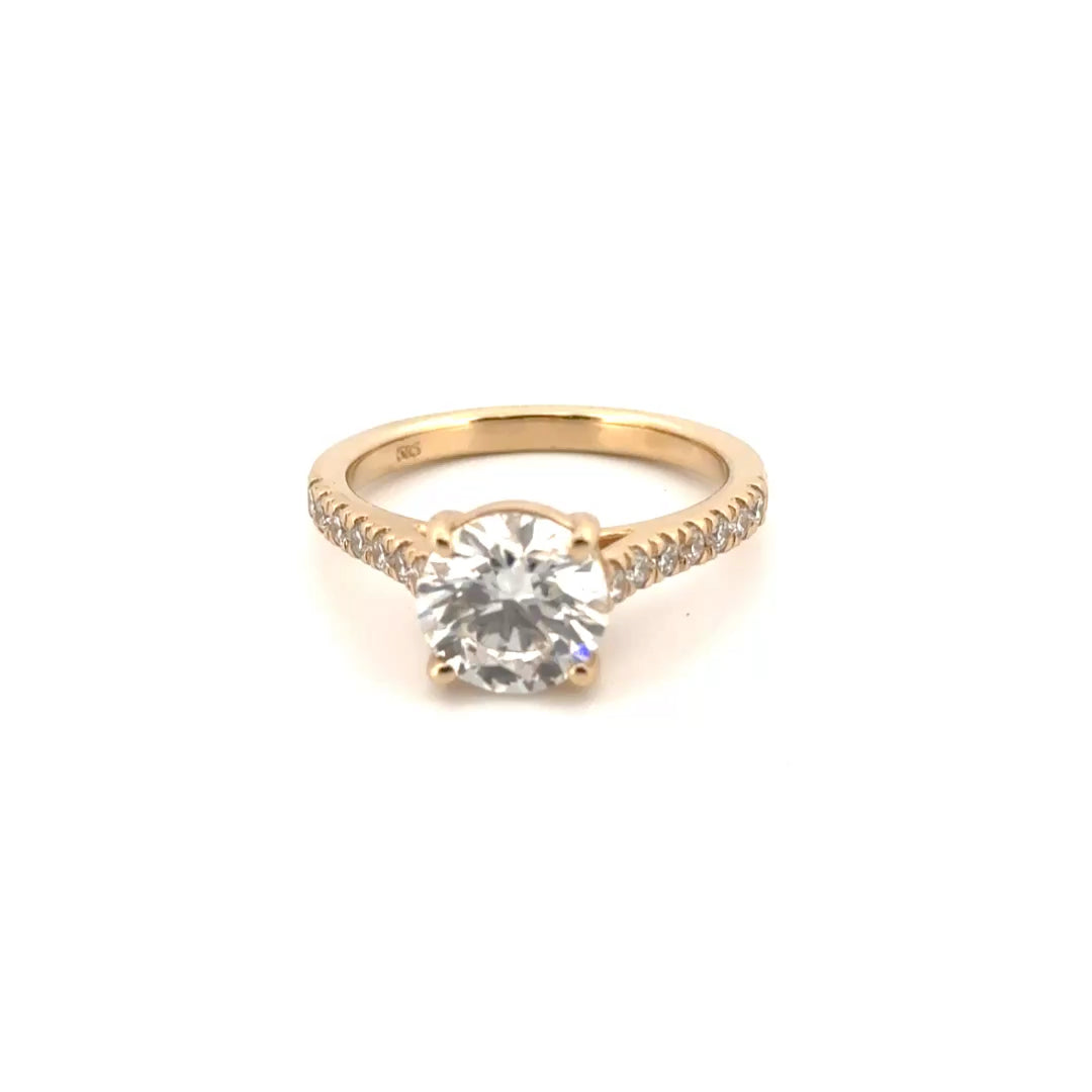 2.03ct. E VS1 Lab Grown Round Set in 14K Yellow Gold Mounting