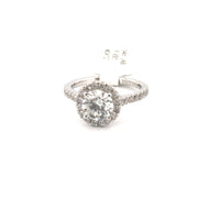 1.54ct. F VS1 Lab Grown Round Diamond Set in 14K White Gold Halo Sz 7