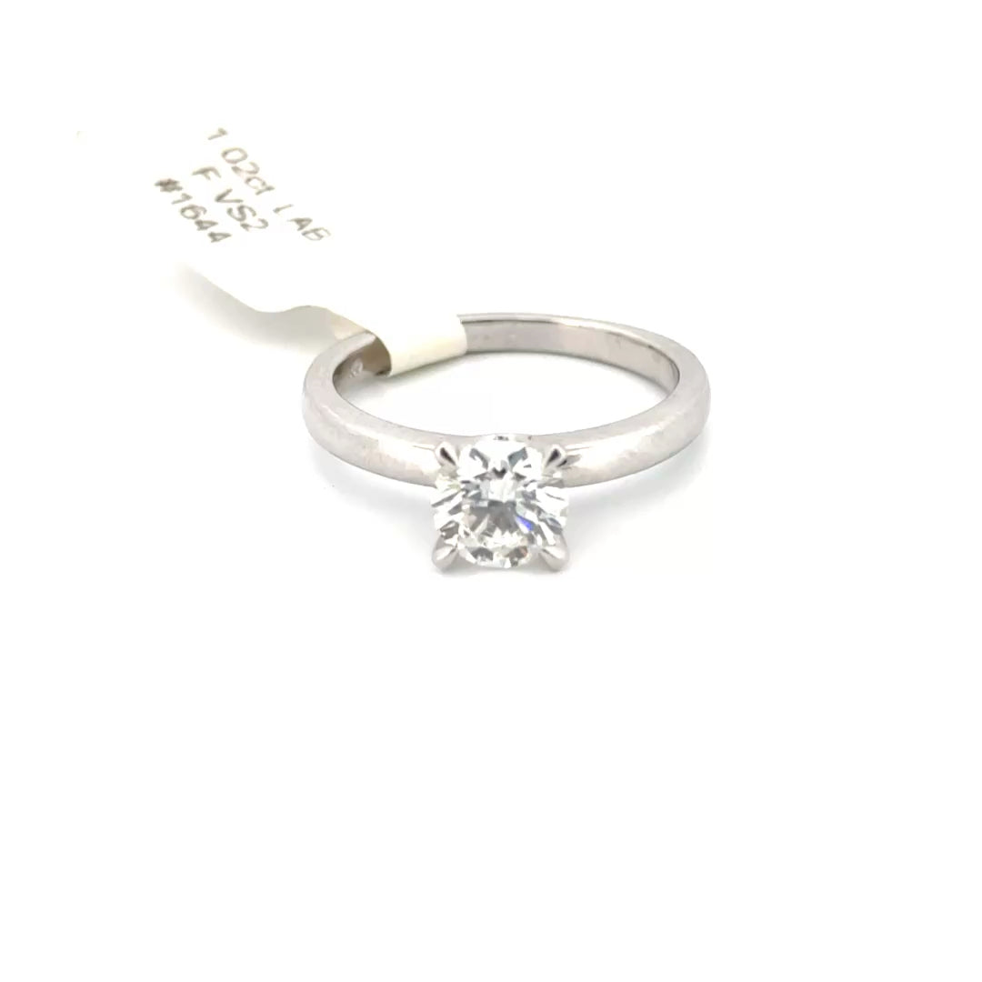 1.02 F VS2 Round Lab Grown Diamond Solitaire Engagement Set in 14k White Gold Sz 7