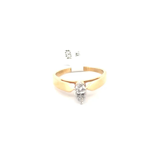 Natural Diamond Two Stone Marquise Look Ring Set in 14K Yellow Gold