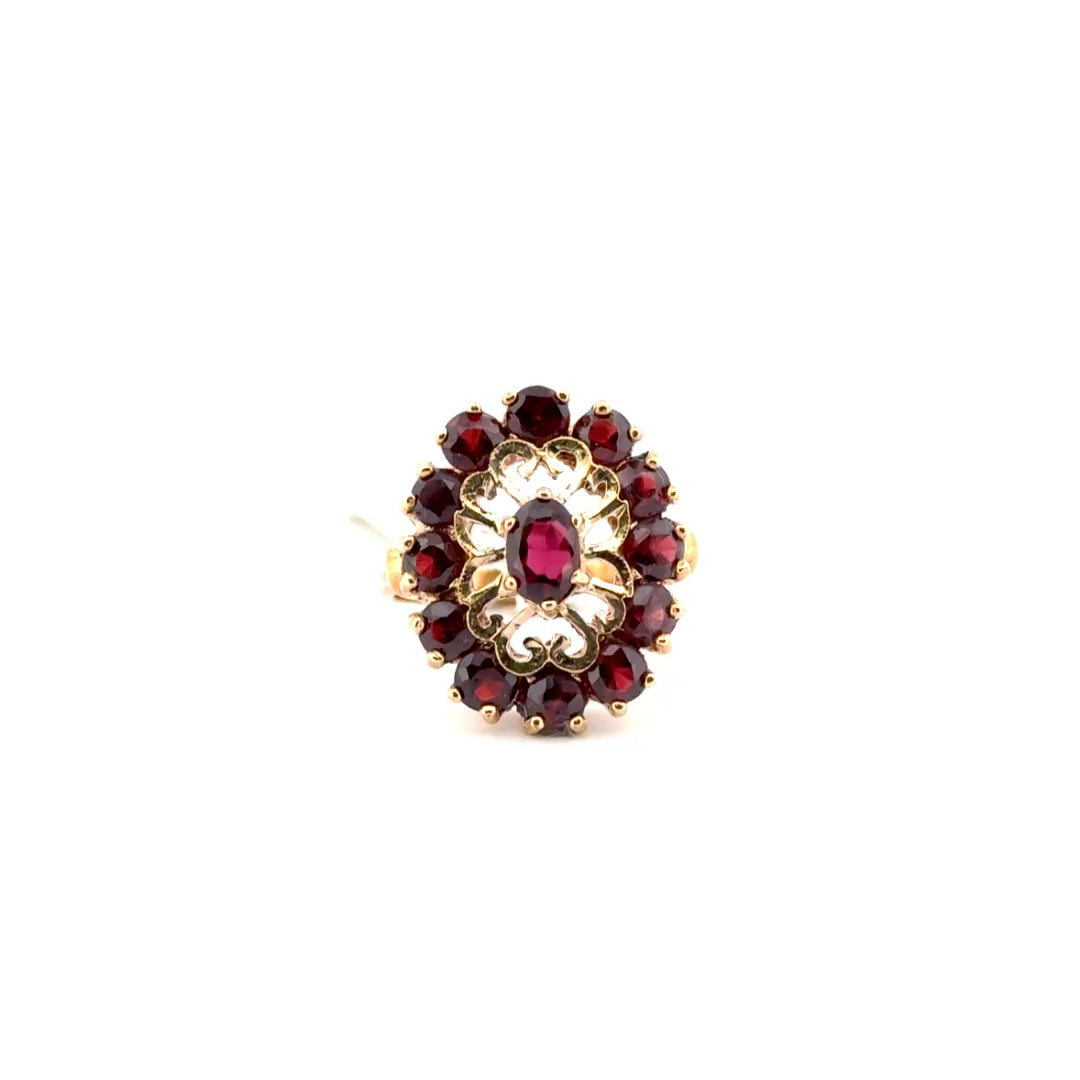 Garnet Ring Set in 10k Yellow Gold