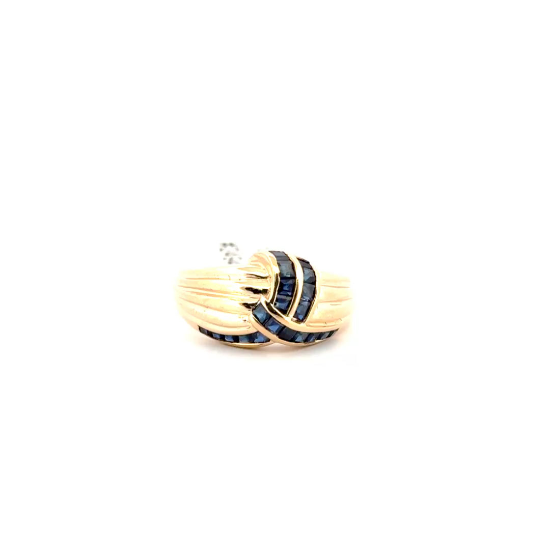 Natural Sapphire Estate Ring Set in 14K Yellow Gold