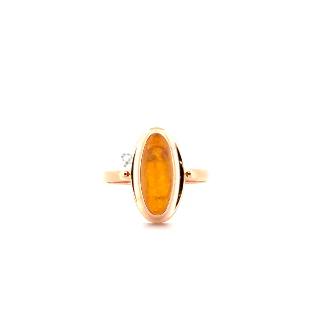 Amber Ring Set in 14K Yellow Gold