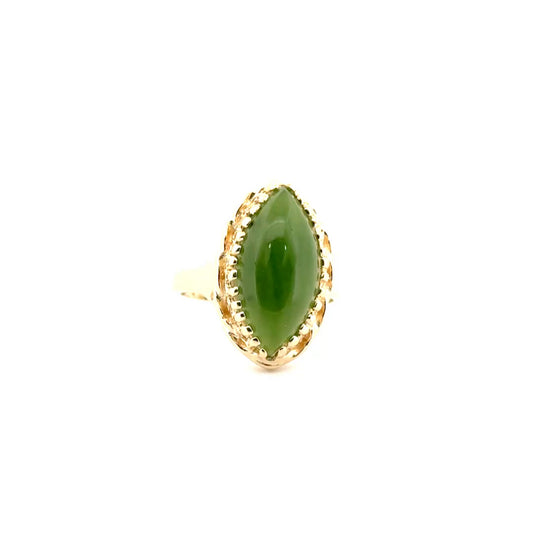 Jadeite Ring Set in 14K Yellow Gold