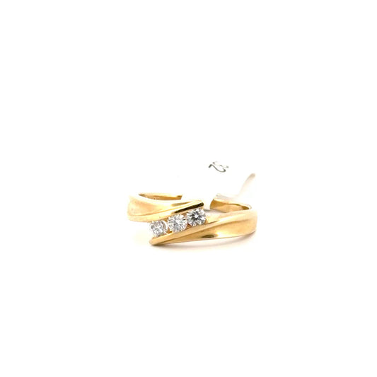 Three Stone Diamond Ring Set in 14K Yellow Gold