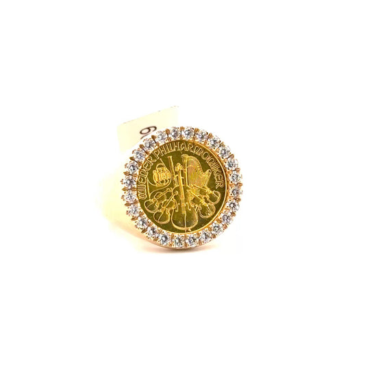 1/10oz Gold Philharmonic Coin Ring Set in 14k Yellow Gold