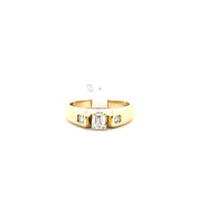 Natural Diamond Emerald Cut Men's Ring Set in 14K Yellow Gold