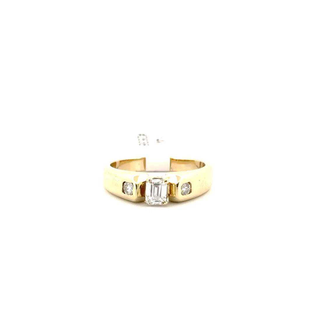 Natural Diamond Emerald Cut Men's Ring Set in 14K Yellow Gold