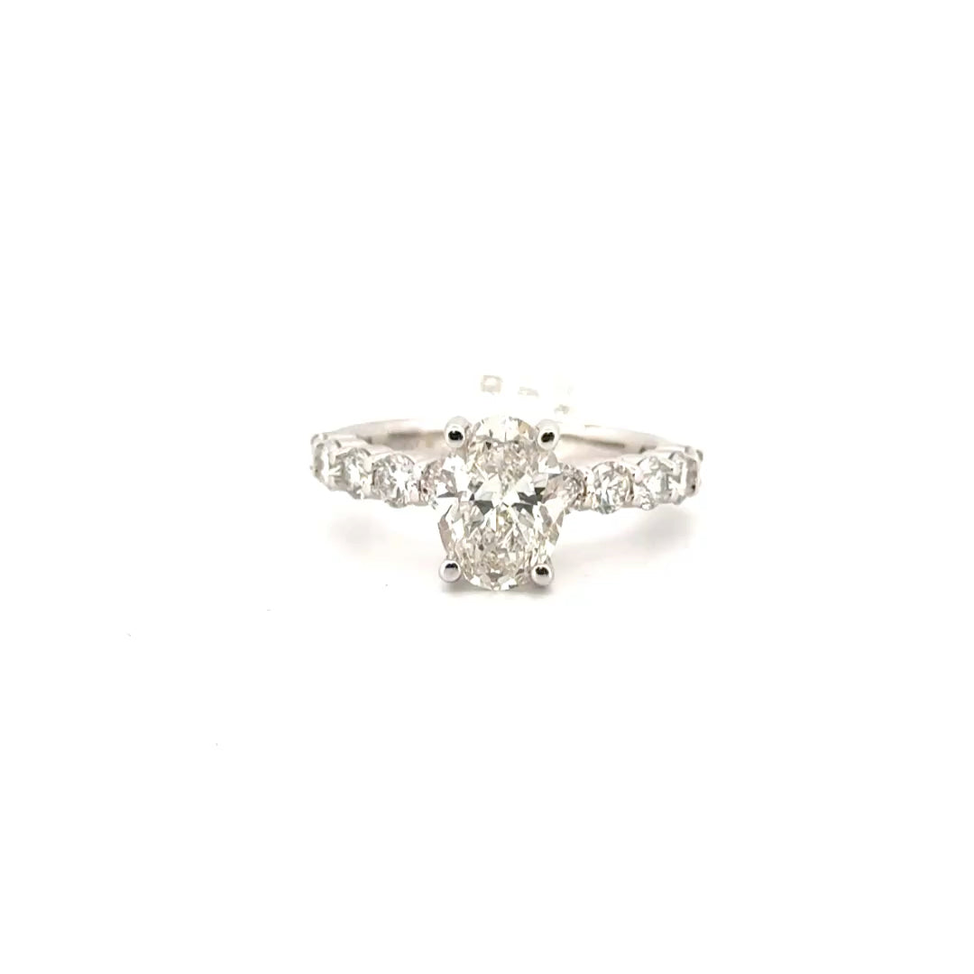 2.01ct. F VS1 Lab Grown Oval Set in 1cttw. 14K White Gold Diamond Band