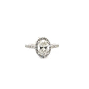 1.5ct. F VS1 Lab Grown Oval Diamond Set in 14K White Gold Halo Sz 7