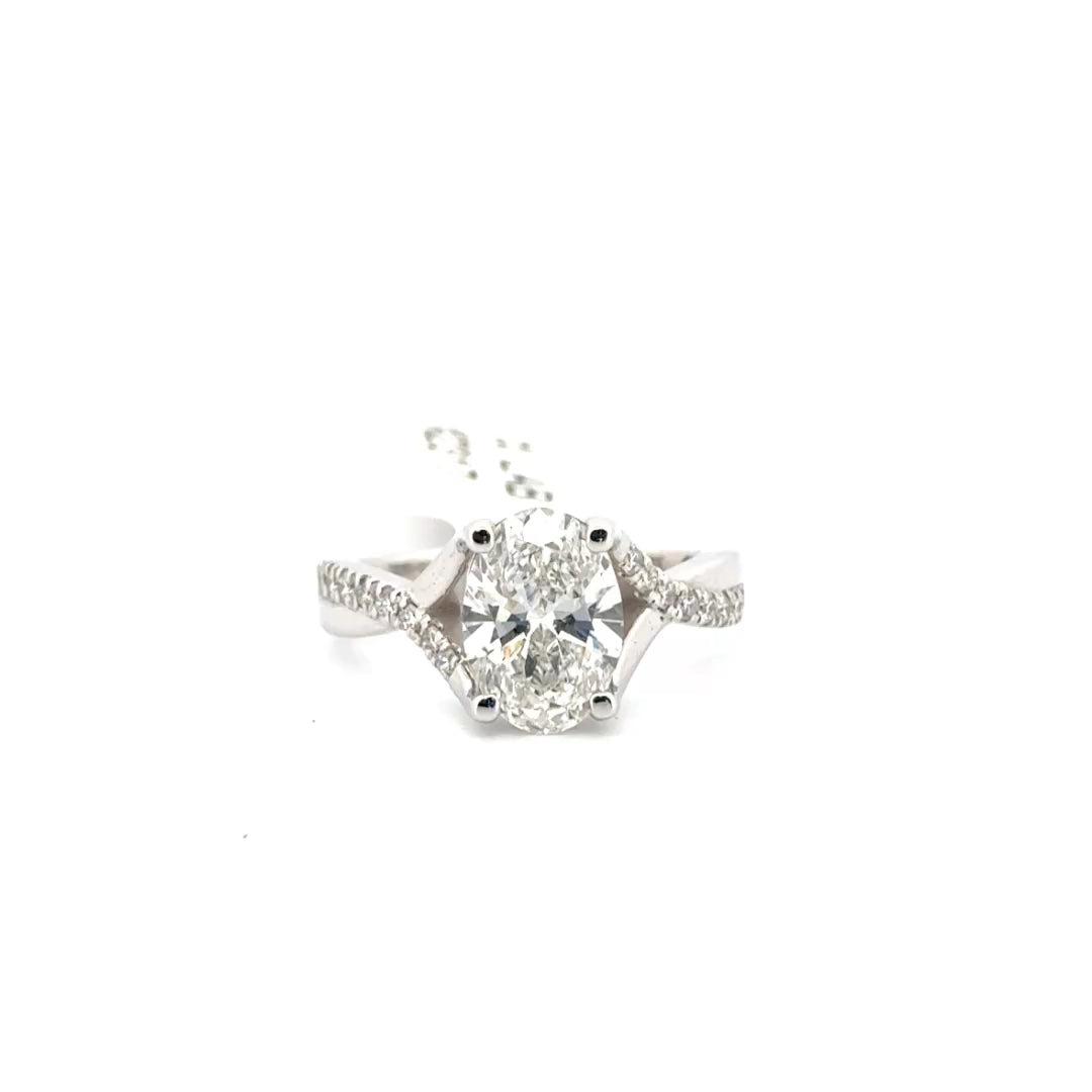 2ct. Lab Grown Oval Diamond Set in 14K White Gold Mounting