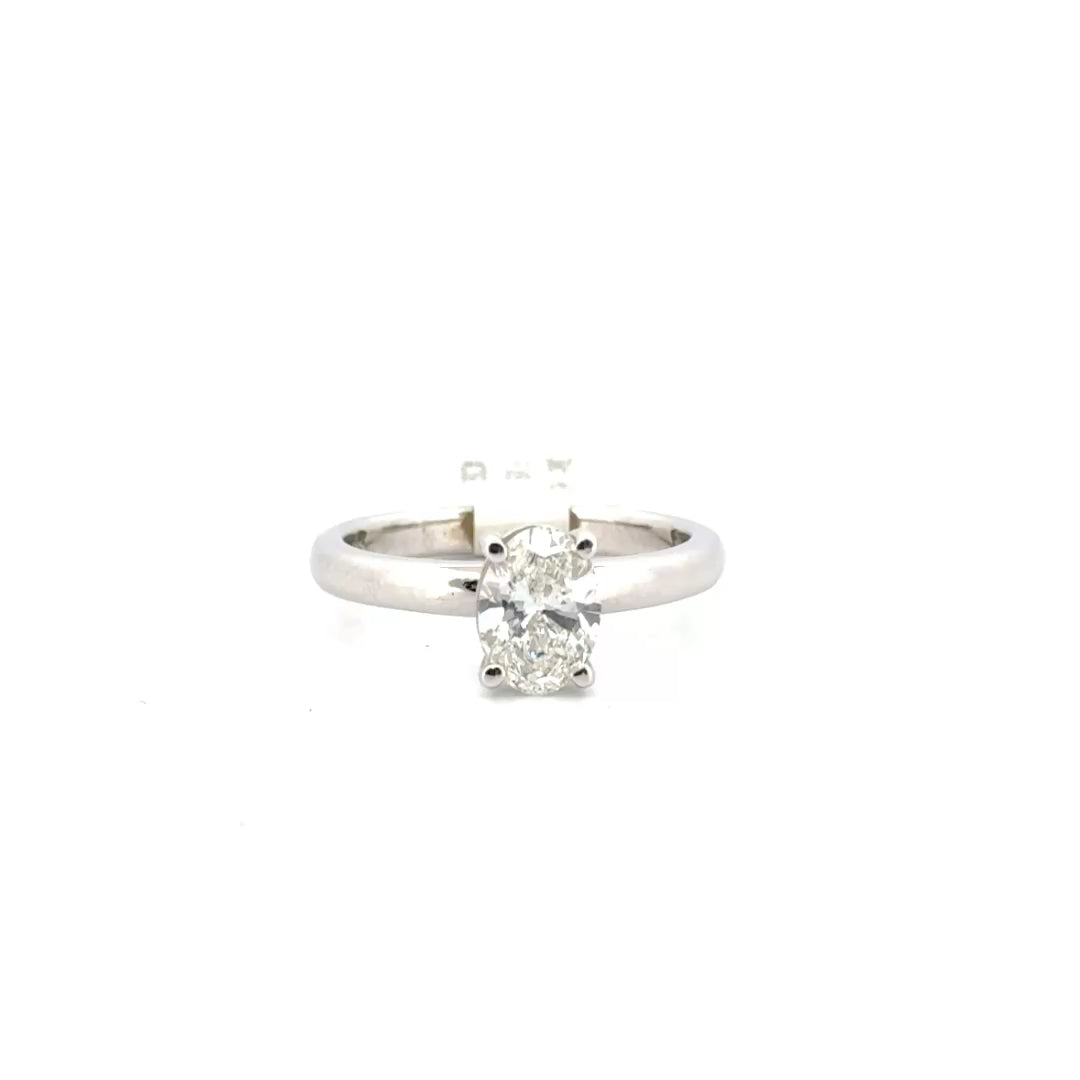 1.09ct. F VS1 Lab Grown Oval Diamond Solitaire Set in 14K White Gold Sz 7