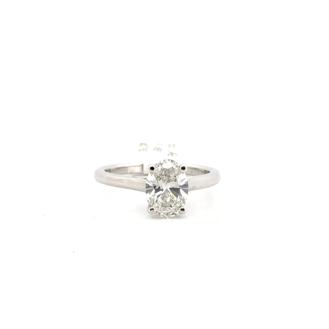 1.5ct. F VS1 Lab Grown Oval Solitaire Diamond Set in 14K White Gold Sz 7