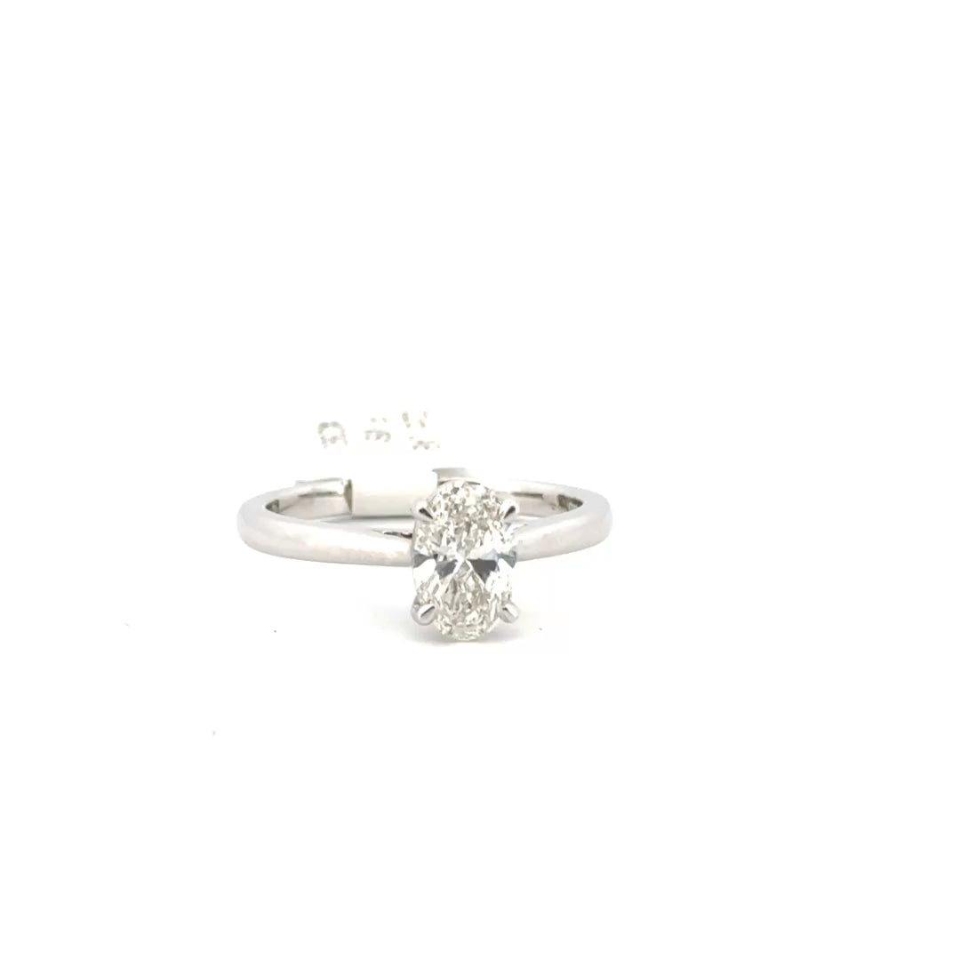 1.02ct. F VS1 Lab Grown Oval Diamond Solitaire Set in 14K White Gold Sz 7