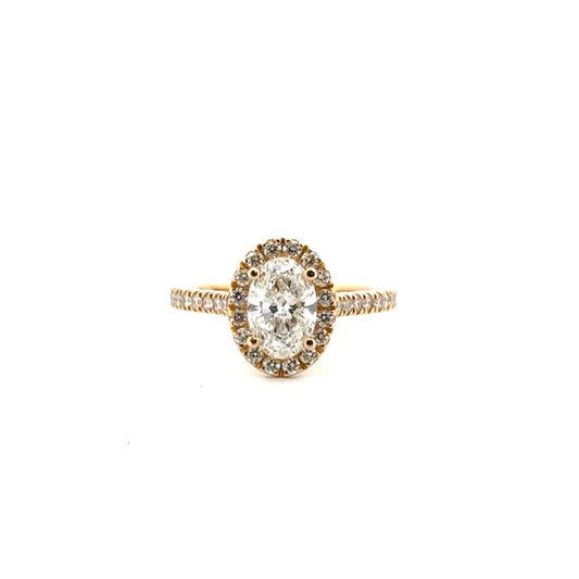 1.3ct. Lab Grown Oval Set in 14K Yellow Gold Halo