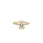 2.05ct. F VVS2 Lab Grown Oval Set in 14K Yellow Gold Diamond Cathedral Sz 7
