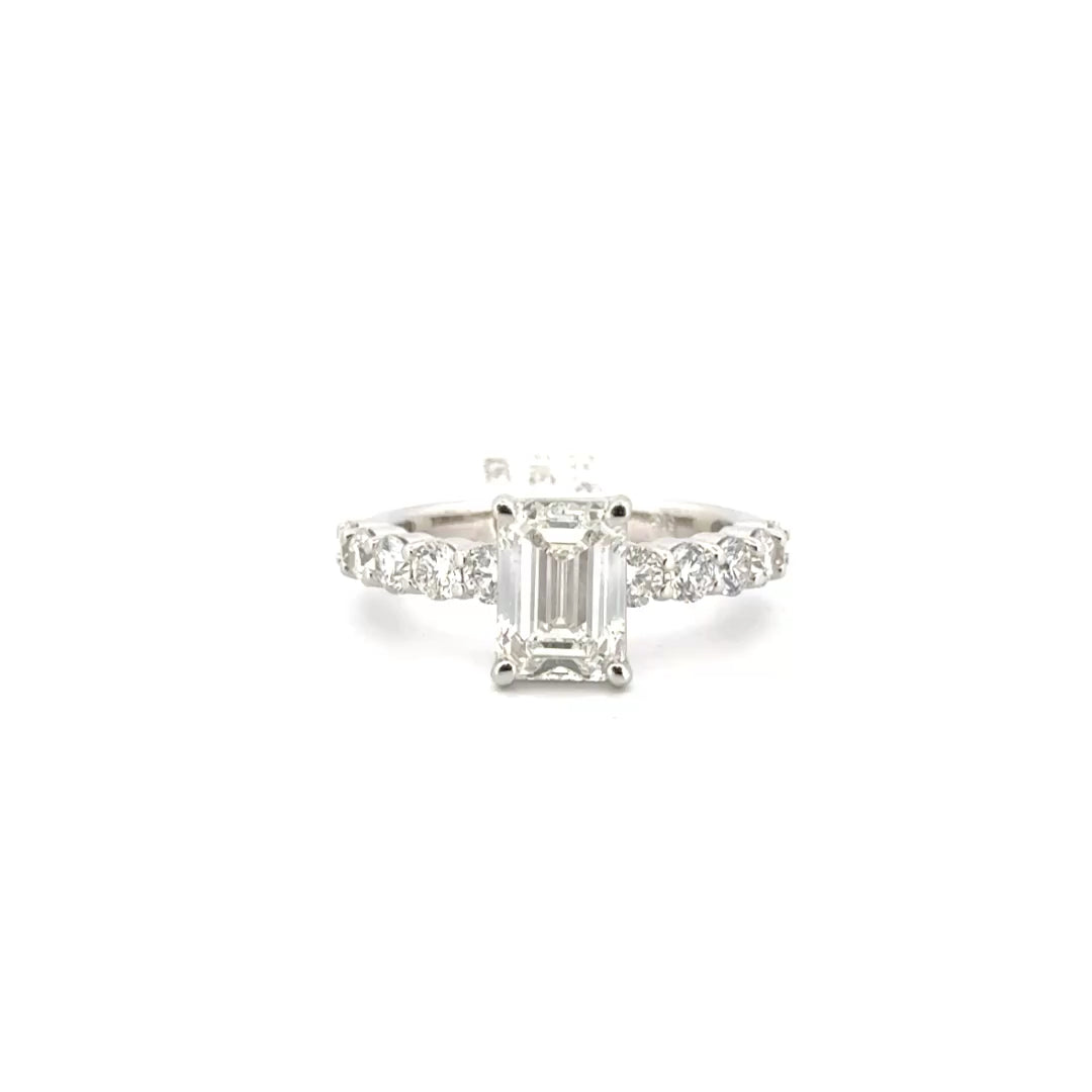 2.07ct. E VVS2 Emerald Cut Lab Grown Diamond on 10pt 14K White Gold Band Sz 7