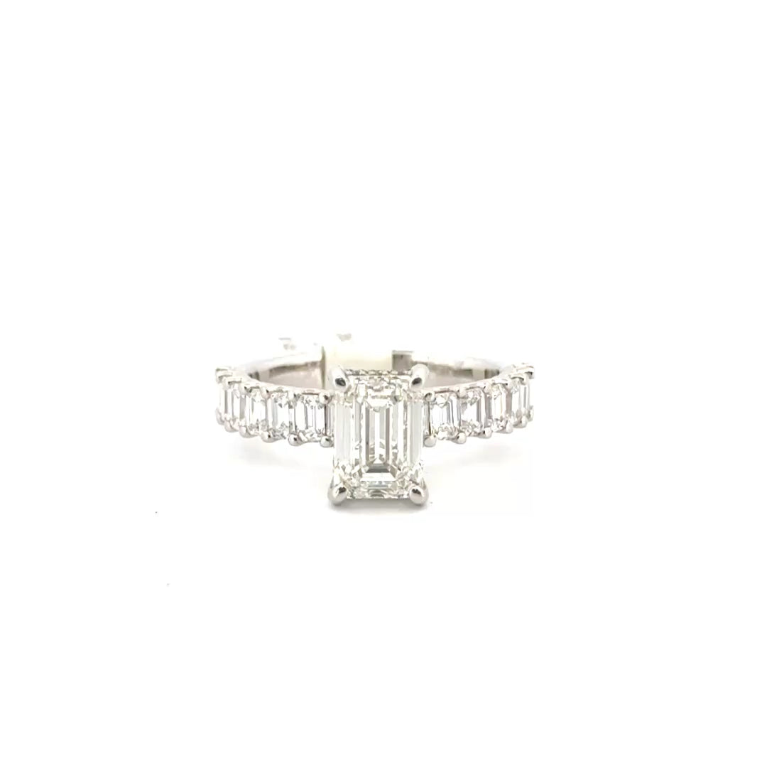 2.01ct. G VVS2 Lab Grown Emerald Cut Diamond Engagement Ring