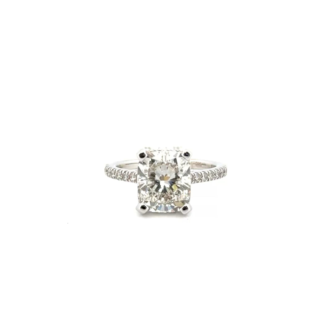 3.38ct. G VS1 Lab Grown Cushion Cut Diamond Set in 14k White Gold Mounting