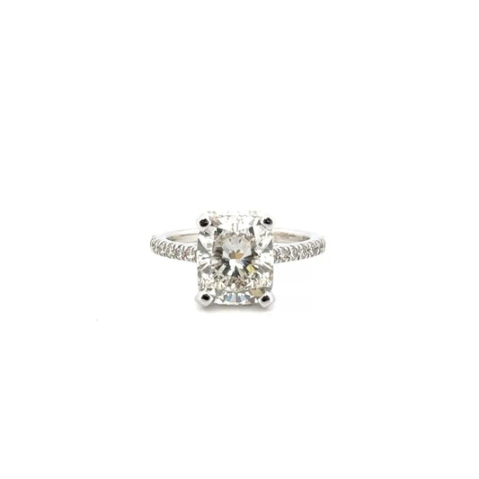 3.38ct. G VS1 Lab Grown Cushion Cut Diamond Set in 14k White Gold Mounting