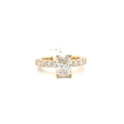 2.0ct. F VS1 Lab Grown Elongated Radiant Diamond on 10pt Diamond Band Sz 7