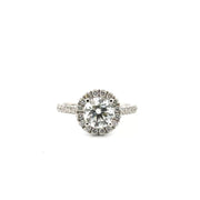 1.78ct. E VVS2 Lab Ground Round Diamond Engagement Ring Set in 14k White Gold Halo Sz 7