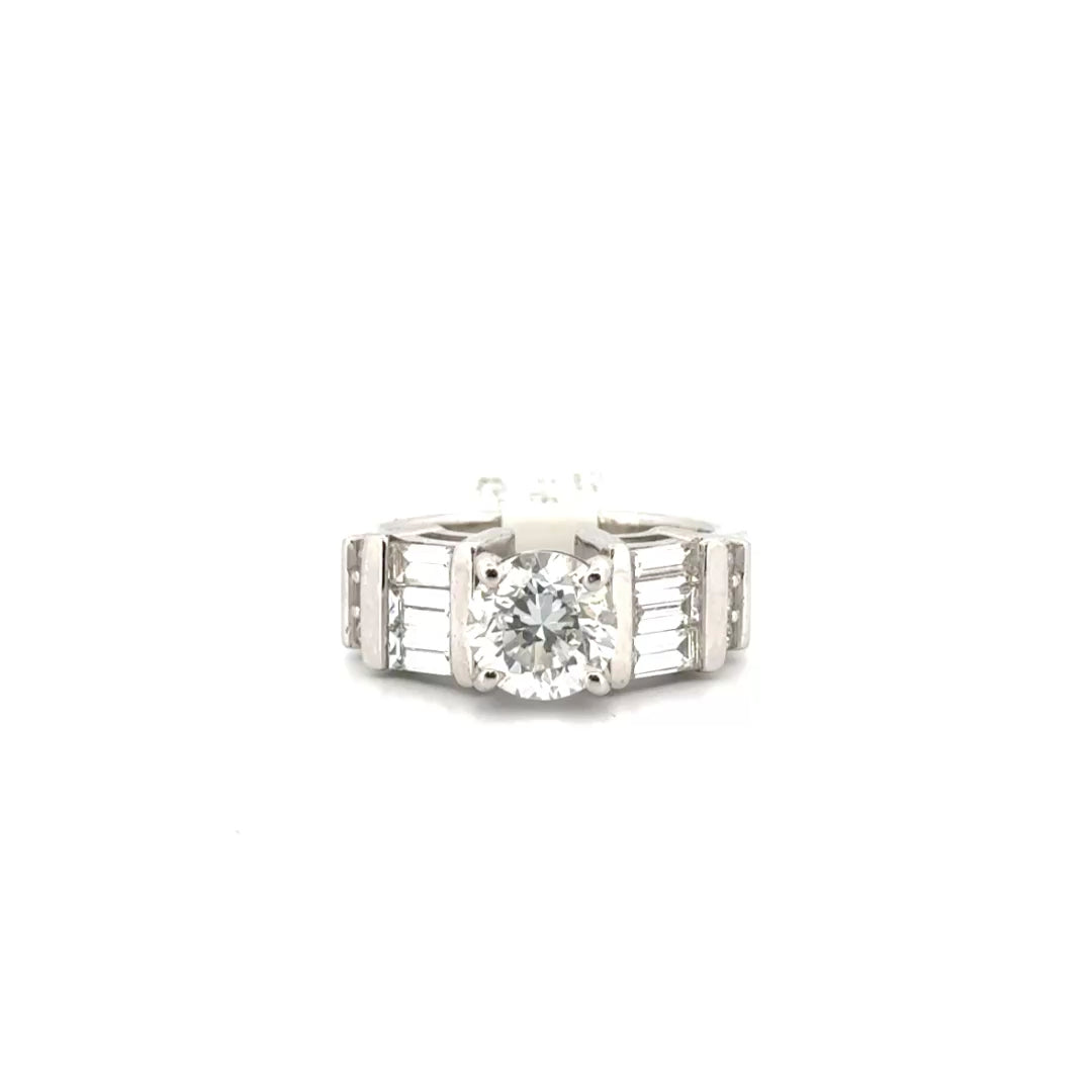 1.52ct. F VS Lab Grown Round Diamond in Custom 14k White Gold Mounting Sz 5