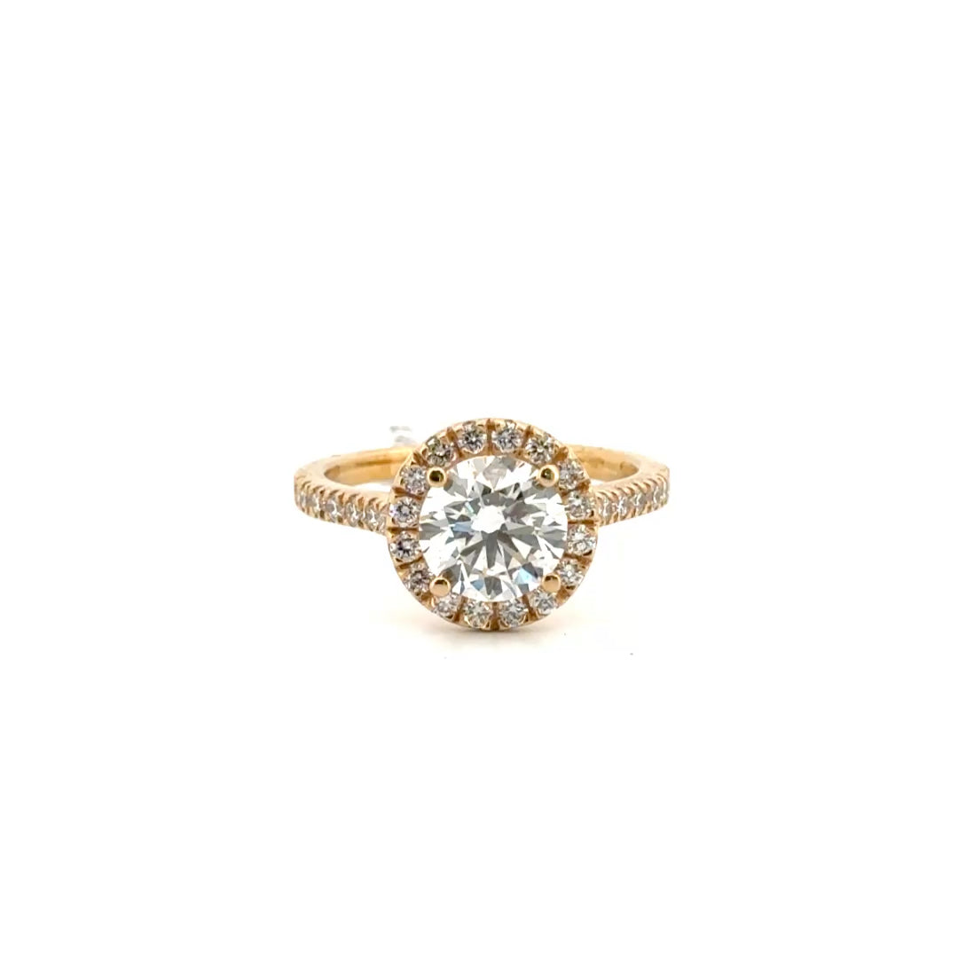 1.79ct. E VVS2 Round Lab Grown Diamond Set in Halo Sz 7