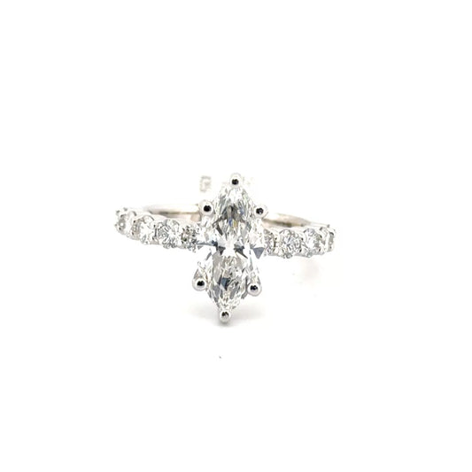 2.02ct. E VVS2 Lab Grown Marquise Engagement Ring on 10pt Band