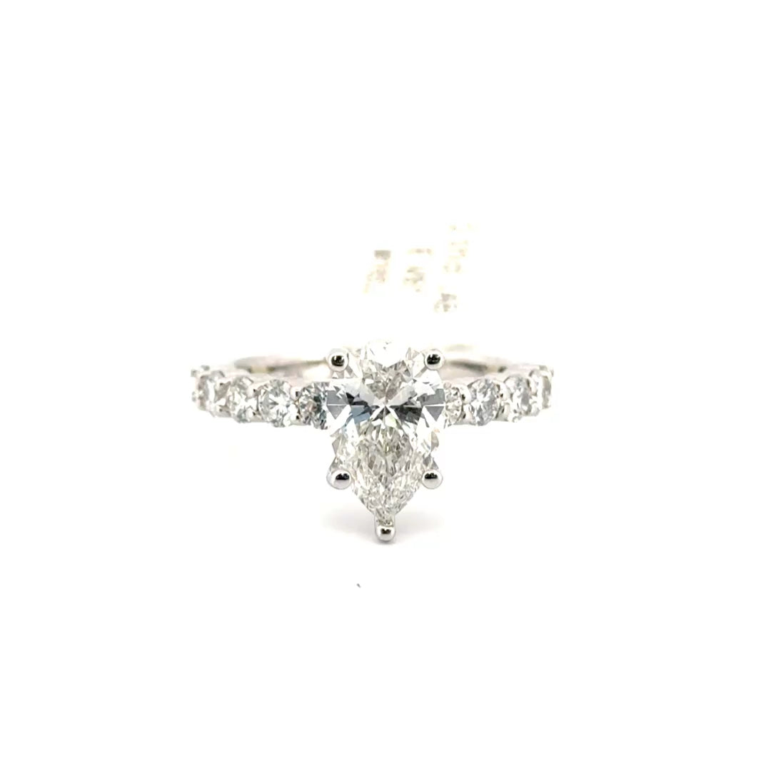 2.01ct. E VS1 Lab Grown Pear Shape Diamond Engagement Ring Sz 7