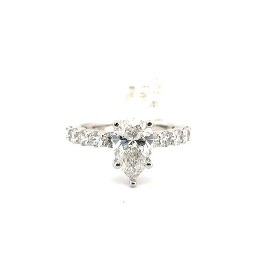 2.01ct. E VS1 Lab Grown Pear Shape Diamond Engagement Ring