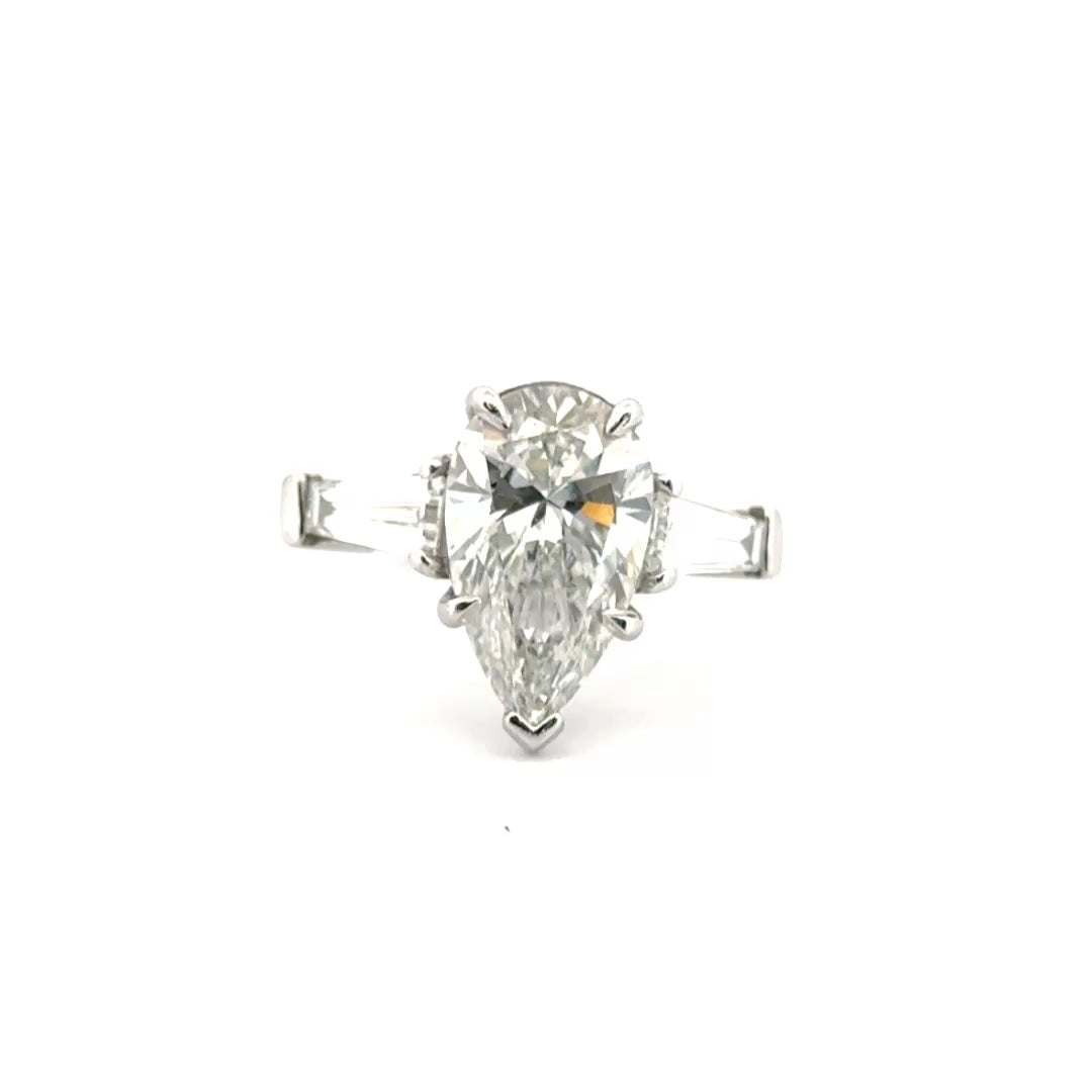 4ct. F VS1 Pear Shape Lab Grown Diamond Engagement Ring Sz 6