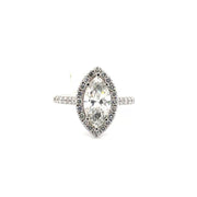 2.07ct. F VS2 Lab Grown Marquise Engagement set in Diamond Halo Sz 7