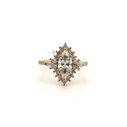 1.29ct. Lab Grown Marquise Shape Diamond Set in Diamond Halo Sz 7